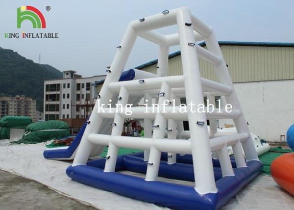 Buy cheap White / Blue Heat Sealed Inflatable Water Toy / Aqua PVC Climbing Tower With Slide from wholesalers