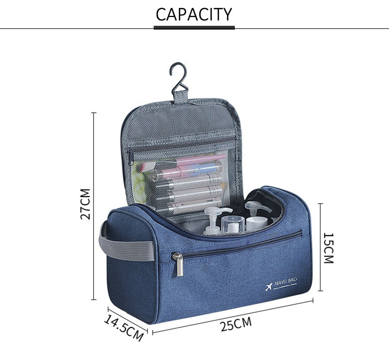 Mens Waterproof Oxford Hanging Travel Toiletry Bag With Hook