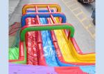 8m High Rainbow Triple Lane Giant Commercial Inflatable Water Slides For Adults