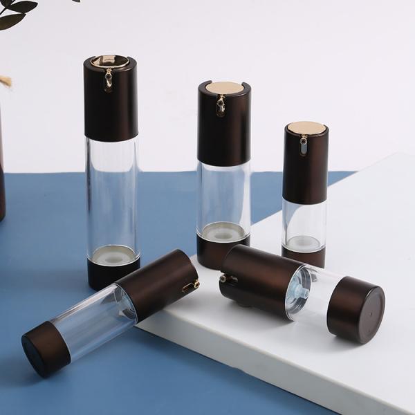 15ml 30ml 50ml Plastic Black Lotion Luxury Serum Matte Silver Pump Round Airless