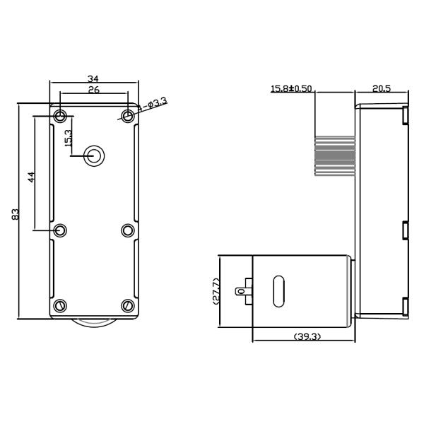 RS365 RS385 DC Gear Motor Customizable Shaft GMF8334