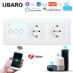 Euro Standard TuYa Zigbee Switch Socket Combination 240Vac For Round Mounting