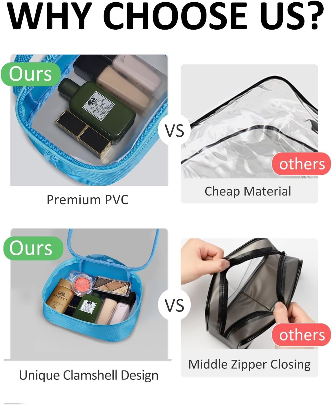 Transparent Makeup Toiletry Bags with Handle Toiletries & Cosmetic bag
