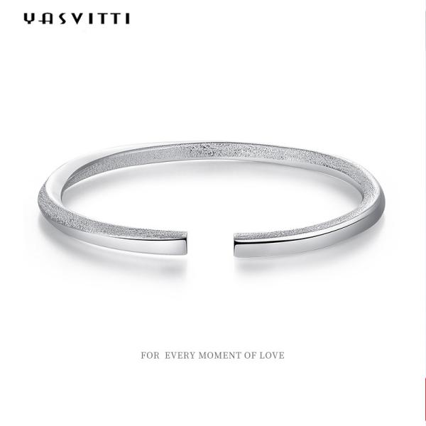 Buy cheap 0.06m 4.5g Couple Cuff Bracelet Sterling Silver Bangle Bracelets ODM from wholesalers