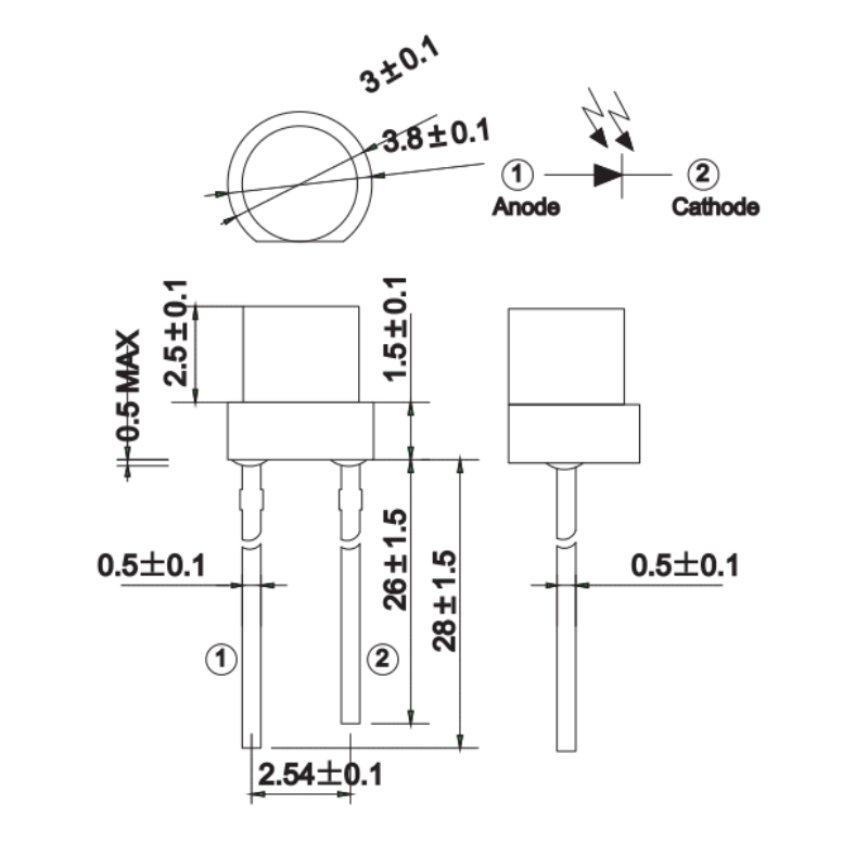 Through Hole IR Receiving Tube Tinted Red Lens 620nm IR Dip LED Diode