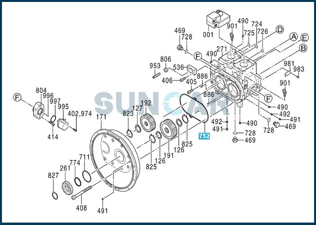 0820439 Rubber Gasket Seal Hitachi Parts Suit For ZX450 ZX450-3