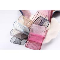 Buy cheap 10mm-25mm Gold Line Striped Polyester Organza Ribbon for Gift Wrapping and Boxes product