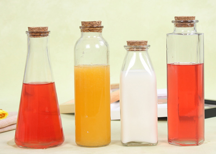 Beverage Glass Juice Bottles 8oz 250mlwith Plastic / Aluminum Lid Clear Color