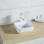 Porcelain White Square Vessel Bathroom Sink Countertop Smooth 385X385X140MM