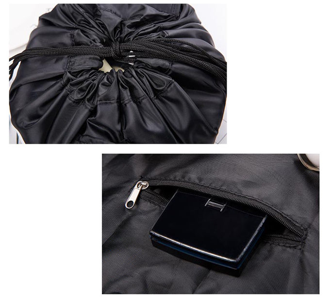 Professional Waterproof Polyester Black Drawstring Cosmetic Bag