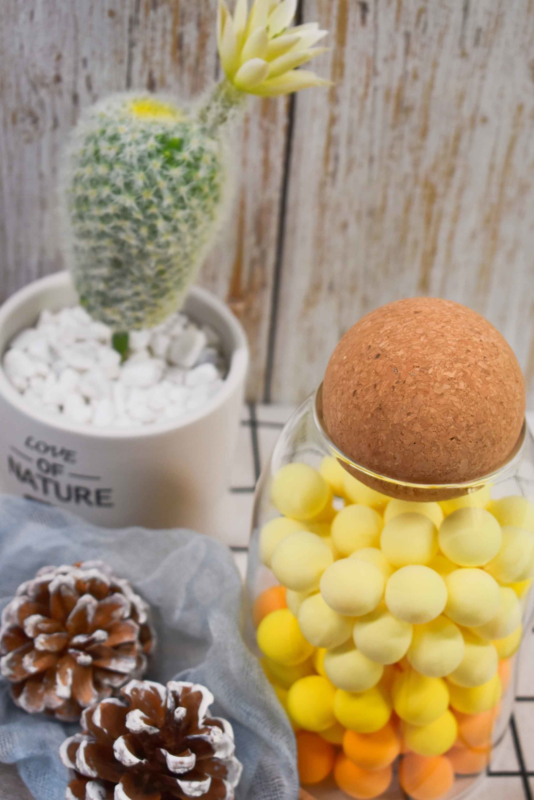 FDA Customized Cork Ball Lid Glass Jar Dia 30mm - 100mm