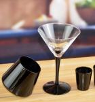 Whole Set Heavy Stout Stemed Crystal Cocktail Glasses , Vintage Martini Glasses