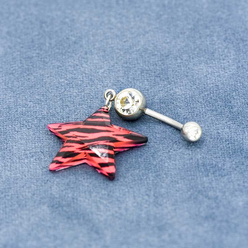 Red Around Five Star Body Piercings Jewellery Surgical Steel 24mm