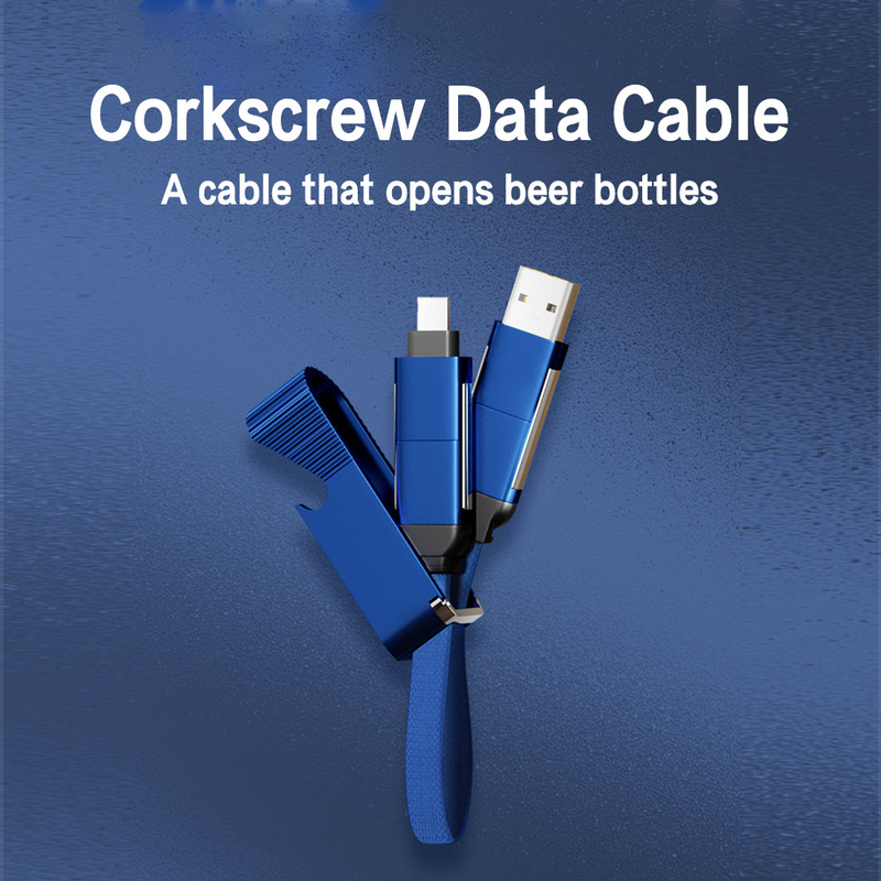 Multi-Functional Aluminum Corkscrew Data Cable Beyond Charging with Customization Support