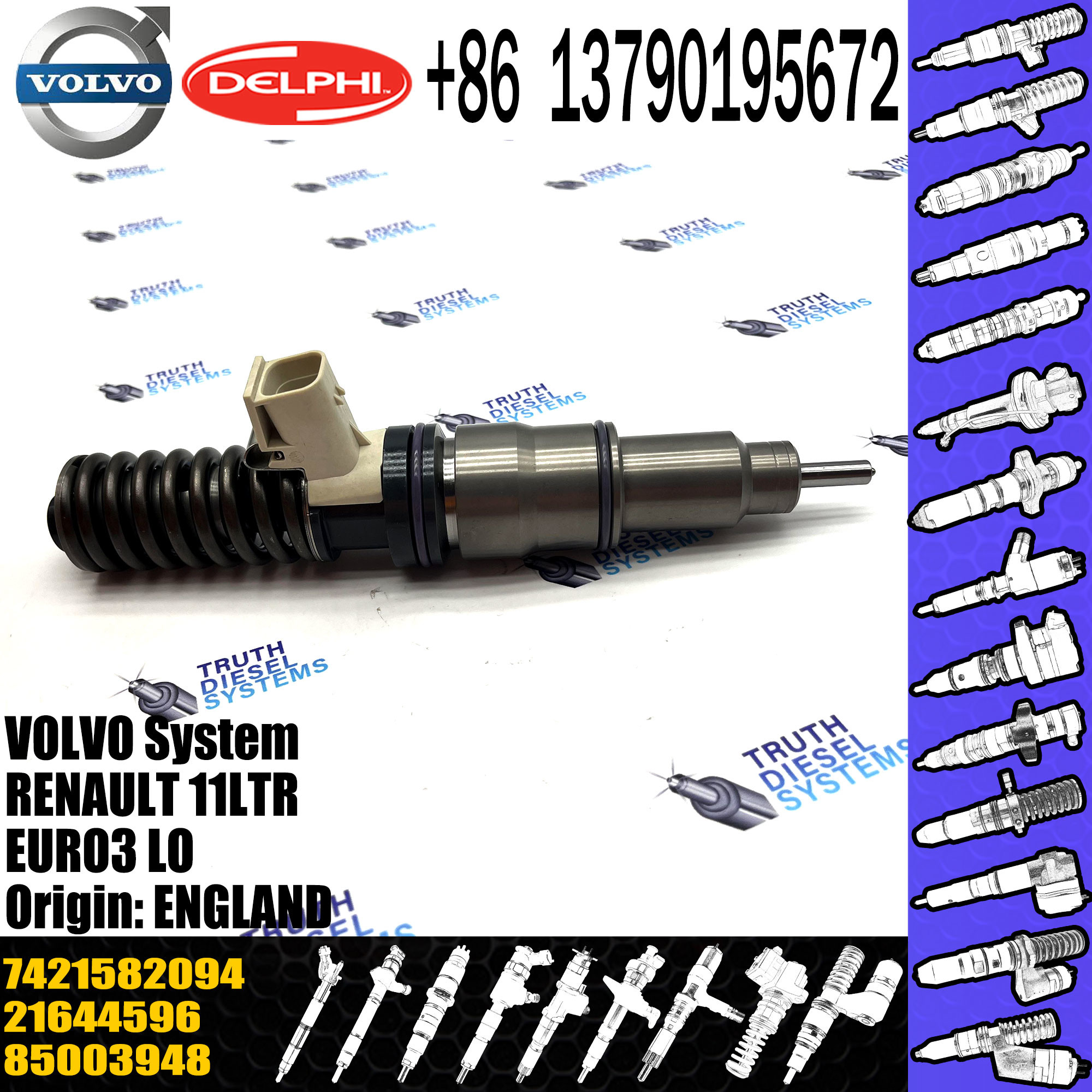 Common Rail Diesel Fuel Injector 21582094 BEBE4D35001 7421582094 for Engine Parts