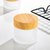 Buy cheap Frosted Skincare Cosmetic Glass Bottles 15g 30g Glass Cream Jar With Bamboo Lid from wholesalers