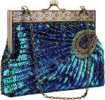 VINTAGE STYLE BEADED AND SEQUINED EVENING BAG WEDDING PARTY HANDBAG CLUTCH PURSE