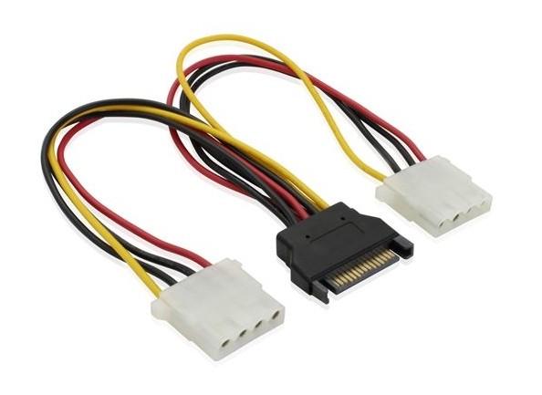 Buy cheap 12inch SATA Splitter cable 15pin Male to Dual 4pin molex cable from wholesalers