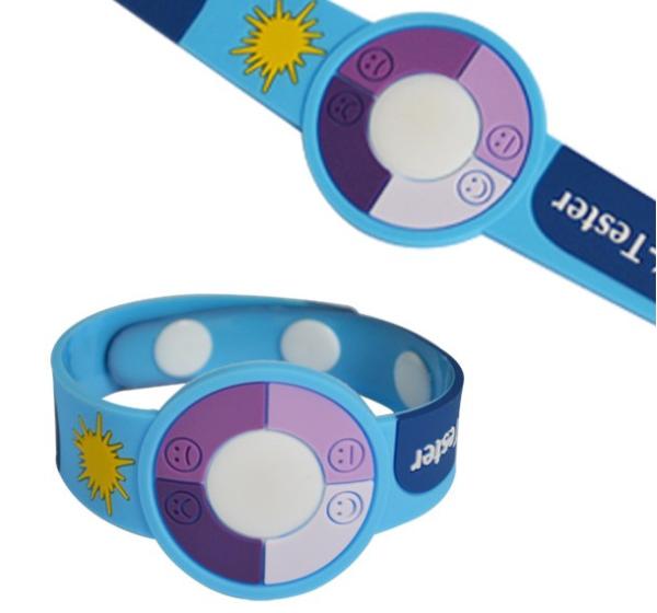 Buy cheap Summer outdoor equipment for skin protecting pvc rubber material uv tester wristband decoration from wholesalers