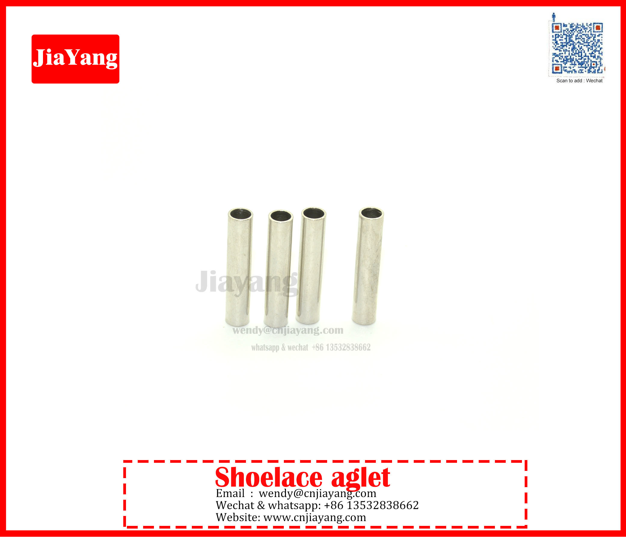 Jiayang nickle black color plated round flat metal aglets tips for shoelaces