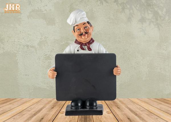 Buy cheap Wood Mini Chalkboards Polyresin Statue Figurine Small Resin Chef Tabletop Statue from wholesalers