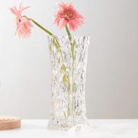 Buy cheap 24cm Height Tall Square Glass Vases 22.5oz Machine Pressed Clear Crystal Vases product