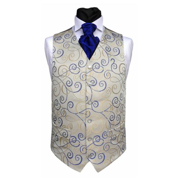Buy cheap Gentlemen's blue paisley waistcoat&cravat&hanky set from wholesalers