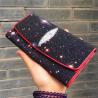 Buy cheap Authentic Real True Stingray Skin Female Long Wallet Genuine Exotic Leather Lady Chic Star Clutch Women Large Card Purse from wholesalers