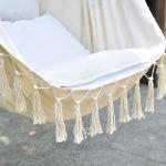 White Macrame Tassel Hanging Hammock Chair For Bedroom Swinging Chair Indoor