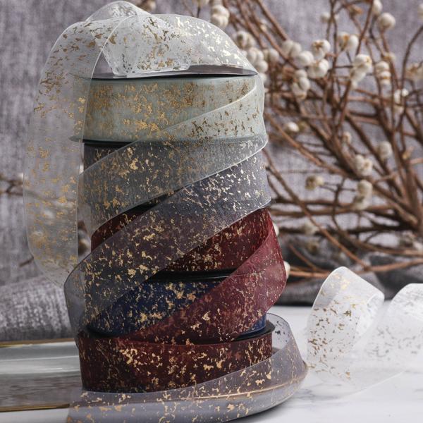 Hot stamping cracked chiffon ribbon DIY bow hair accessory chiffon packaging