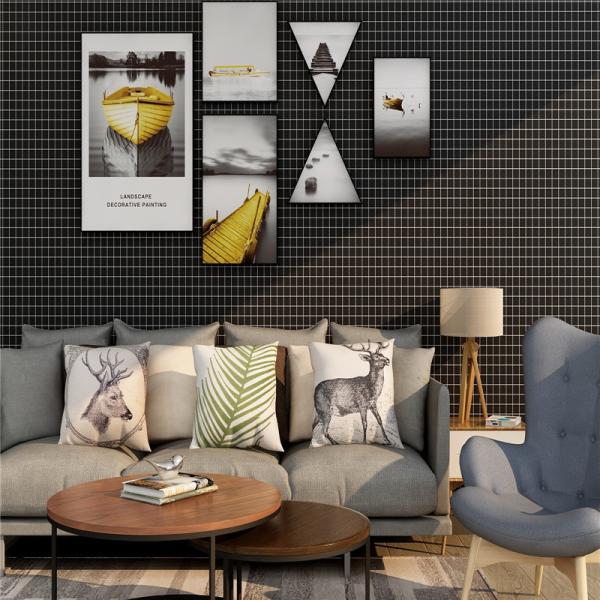 Buy cheap Black Grid 3D Adhesive Wallpaper 3D Wall Stickers Waterproof For Kitchen Bathroom from wholesalers