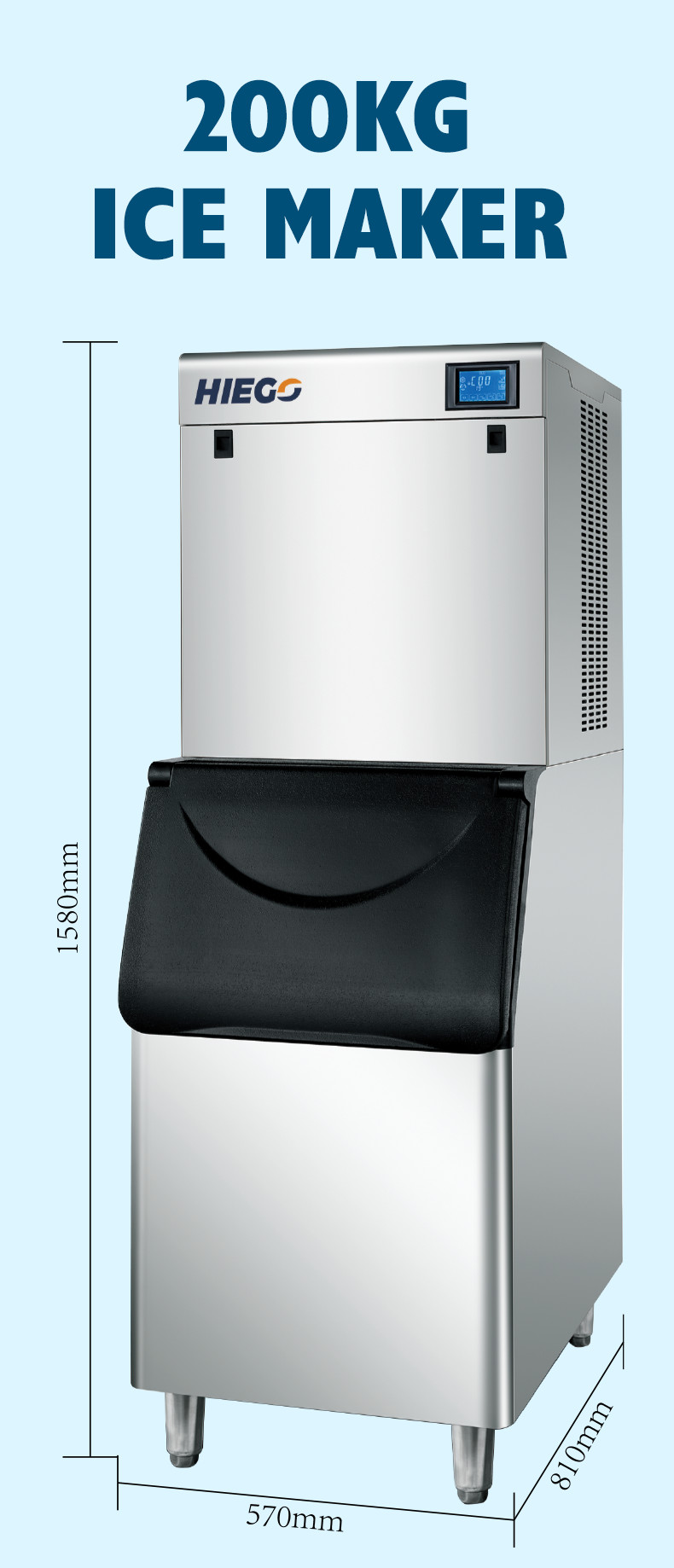200kg/24H Commercial Ice Cube Maker Ice Maker Machine Automatic Ice Machines for Hotel Use