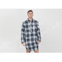 Buy cheap Mens Woven Cotton Brushed Twill Yarn Dyed Long Sleeve Nightshirt Button Placket product