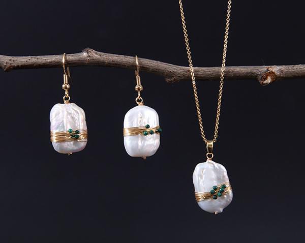 Buy cheap Natural Baroque Pearl necklace natural metallic baroque pearl necklace special pearl pendant necklace Jewelry Set from wholesalers