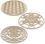 Sacred Geometry Wood Wall Art Set, Zen Home Decor for Yoga/Meditation, Wooden