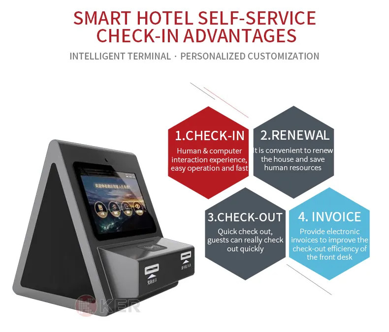 Digital Touch Screen Document Printing Hotel Terminal Multifunction Self Service Kiosk