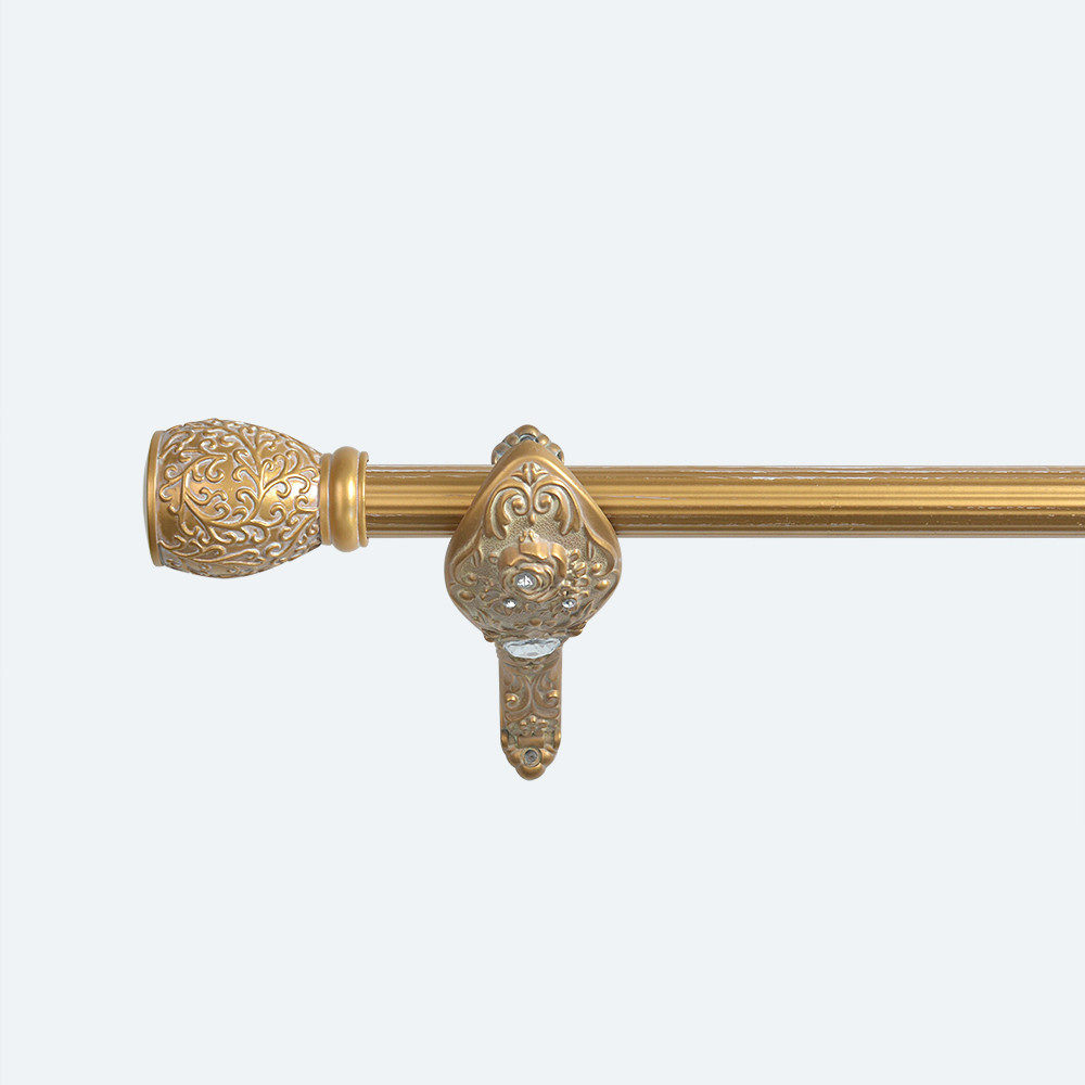 Customized White Gold Colour Curtain Rod Kit 1-6M Aluminum Alloy Finials