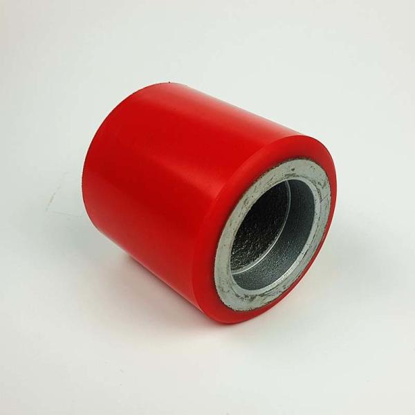 80mm Red PU Pallet Truck Wheels Ball Bearing Cast Iron PU Industrial Single