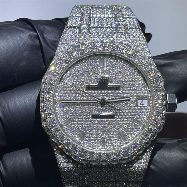 Bust Down VVS Moissanite Diamond Iced Out Luxury Watch Swiss Clone Automatic
