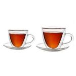 180ml Heat Insulated Personalized Glass Cup Heart Shape Double Wall Glass Cup
