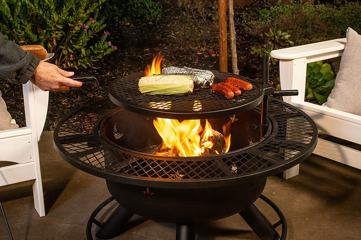 Metal Black Indoor Outdoor Round Wood Burning Charcoal Fire Pit With Grill