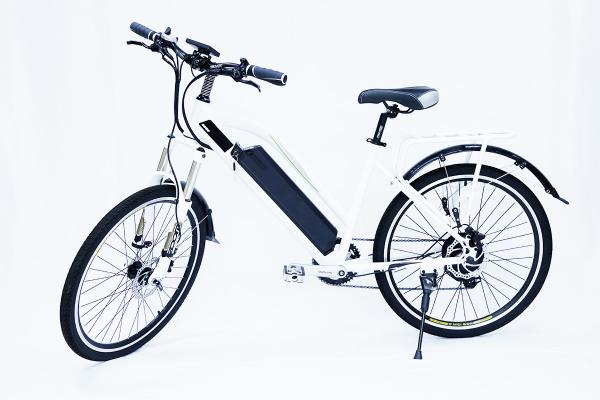 Buy cheap White Water Proof Electric City Bike With Fender ,front suspensionfork , 7 speed from wholesalers