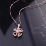 Italy Fiorever Necklace 18K Rose Gold Pendant set with a central diamond and pav