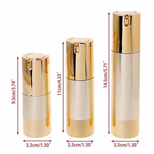 Gold Matting Airless Cosmetic Bottles 15ml 30ml 50ml Multi Capacity