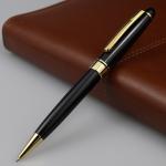 Personalized Black and Gold Roller Gel Pen with Custom Laser Logo Writing Length