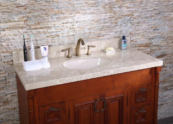 Buy cheap Corner Beige Marble Custom Bathroom Vanity Tops Modern 10mm 15mm 18mm Thick from wholesalers