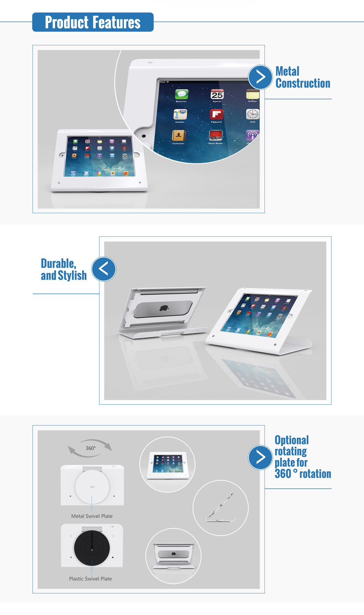 COMER anti-theft locking tablet counter-top display mounting 360 degree rotating tablet stands for digital retail stores