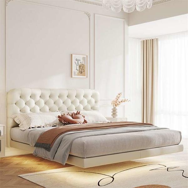 Buy cheap CORDIAL Bedroom Furniture Set Solid Wood Bed With Fabric Upholstery And Polymeric Sponge from wholesalers
