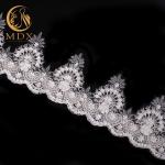 Handmade 80% Nylon Lace Trim / Guipure Lace Trim Knitted With Beads