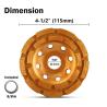Buy cheap 4.5 Inch Double Row Diamond Cup Grinding Wheel Gold for Angle Grinder Polishing and Cleaning Stone/Cement/Marble/Rock from wholesalers